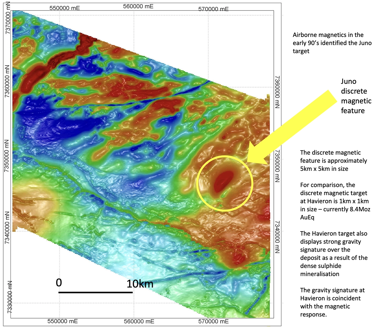 Juno project gold exploration magnetic feature